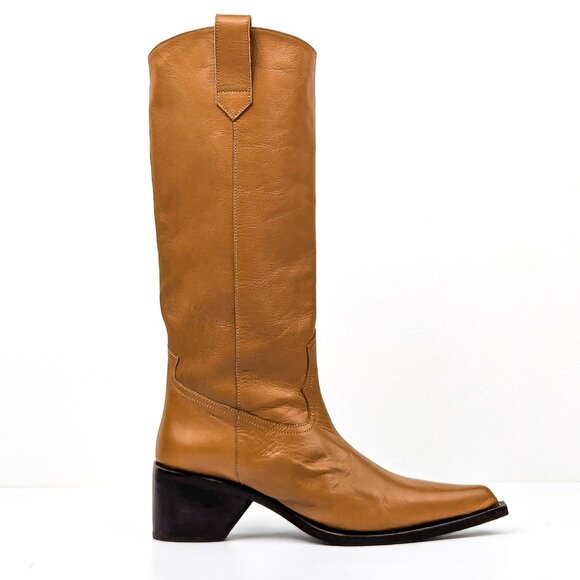 Simon Miller Wmn Bandi Goatskin Brown Leather Western Cowboy Knee Boot 7US EUR37 - Picture 5 of 8